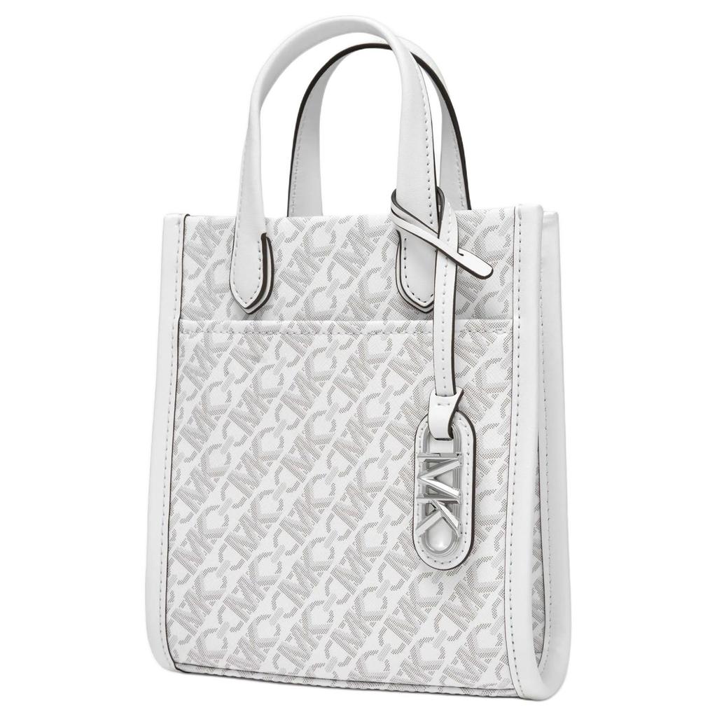 Michael Kors MK Gigi Logo Print Faux Leather Shoulder Crossbody Handbag Mini Women handbags White 32H3S3GC4V-101