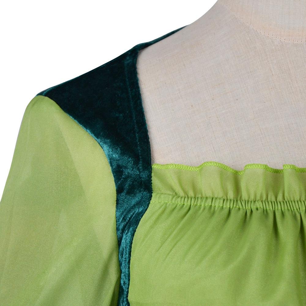 Women's Elf Medieval Green Fairy Dress Magical Elf Dress and Belt with Wings Halloween Cosplay Costumes Elf role-playing costume