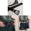 Retro American Style Pu Leather Belt For Women With Square Metal Buckle For Punk Fashion