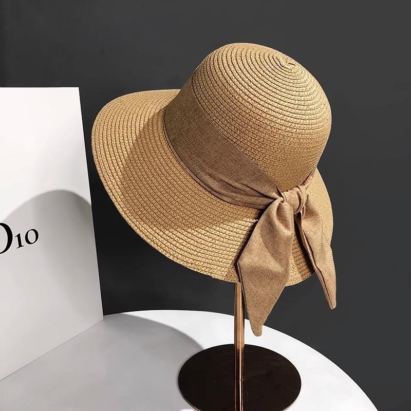 Ins Straw Hat Women Summer Travel Vacation Sun Protection Beach Sun Hat Sun Hat Bow Bucket Hat Basin Hat