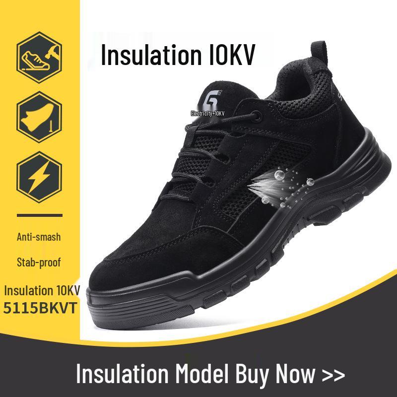 Men's Summer Safety Shoes: Breathable, Anti-Smash, Puncture-Resistant, Steel Toe, 10KV Insulated Electrician Work Shoes
