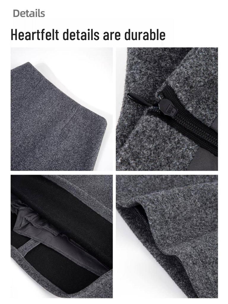 Women's Gray Woolen Skirt & Baseball Jacket Set - Korean Academy Style