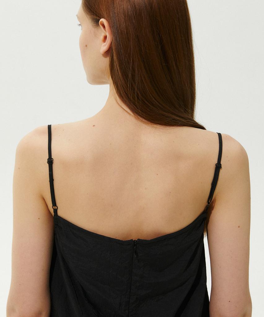 Plack Woman Shirred Sleeveless Mini Dress Black