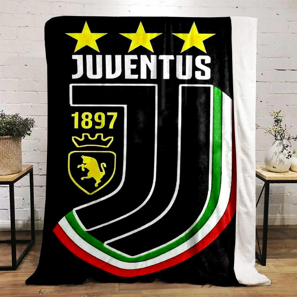 Juventus Emblem with Stars and Italy Colors. Flannel Blanket for Bedroom, Living Room, Sofa, and Nap Sofas.
