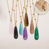 Natural Colorful Stone Necklace Vintage Women Choker Neck Jewelry Waterdrop Pendant Necklace  Women