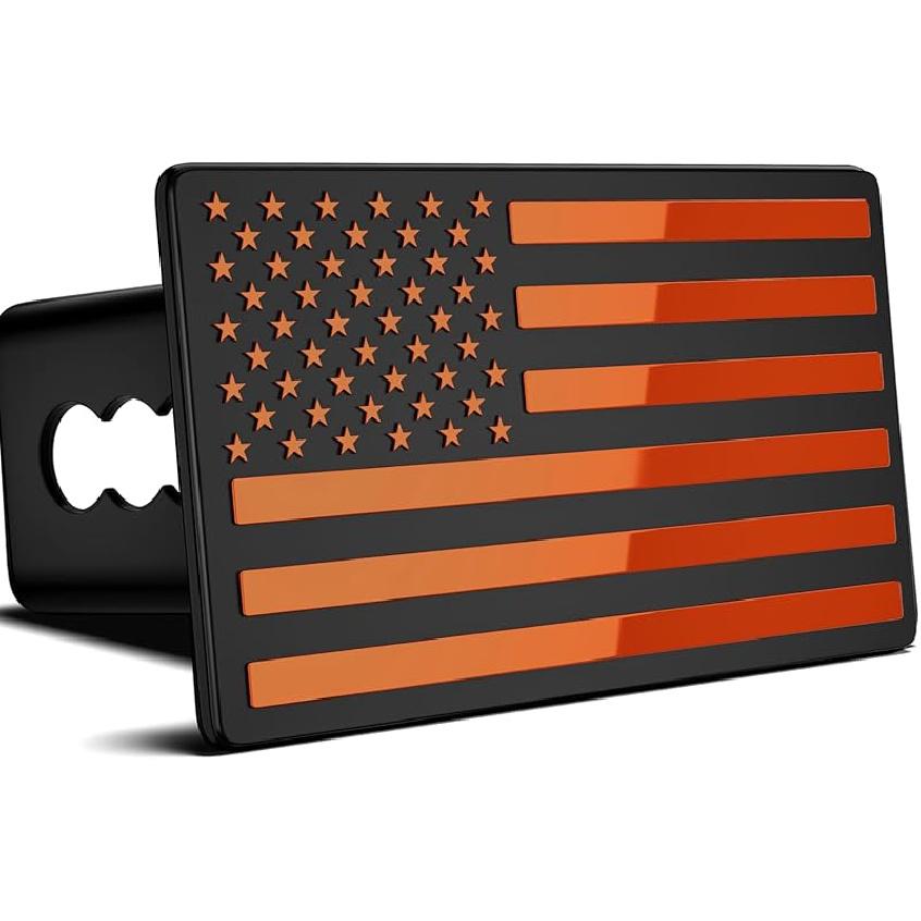 2 Inch Trailer Hitch Cover With American Flag, Heavy Metal Trailer Hitch Cover Fit For 2 Inch Hitch Receivers,3 * 5  Blue/Red/Chrome оранжевый