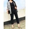 Miss Biggie European and American Plus Size Slimming Versatile Cotton Spandex Popular Black Cow Low Elastic Straight Capri Jeans