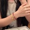 High-End Natural Strawberry Quartz Beaded Bracelet with Gold Accent - Women's Jewelry for Wealth and Luck