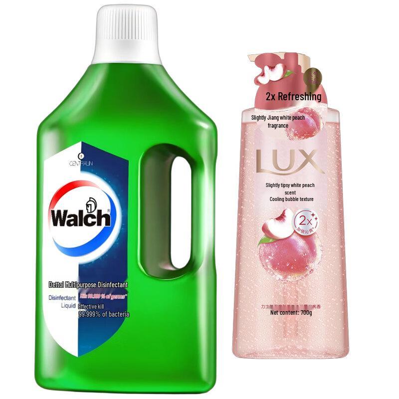 Набор: Гель для душа Lux White Peach 700 г и Дезинфицирующее средство Walch 1,5 л