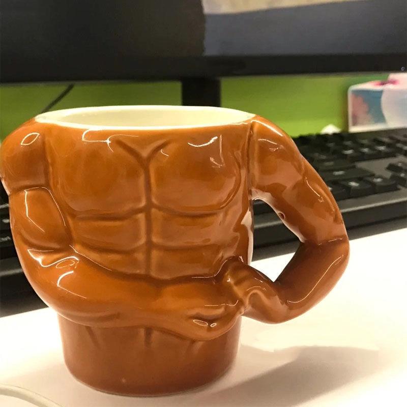 Ceramic Coffee Cup – Cute Belly and Muscle Man Mugs – Fun Home Decoration