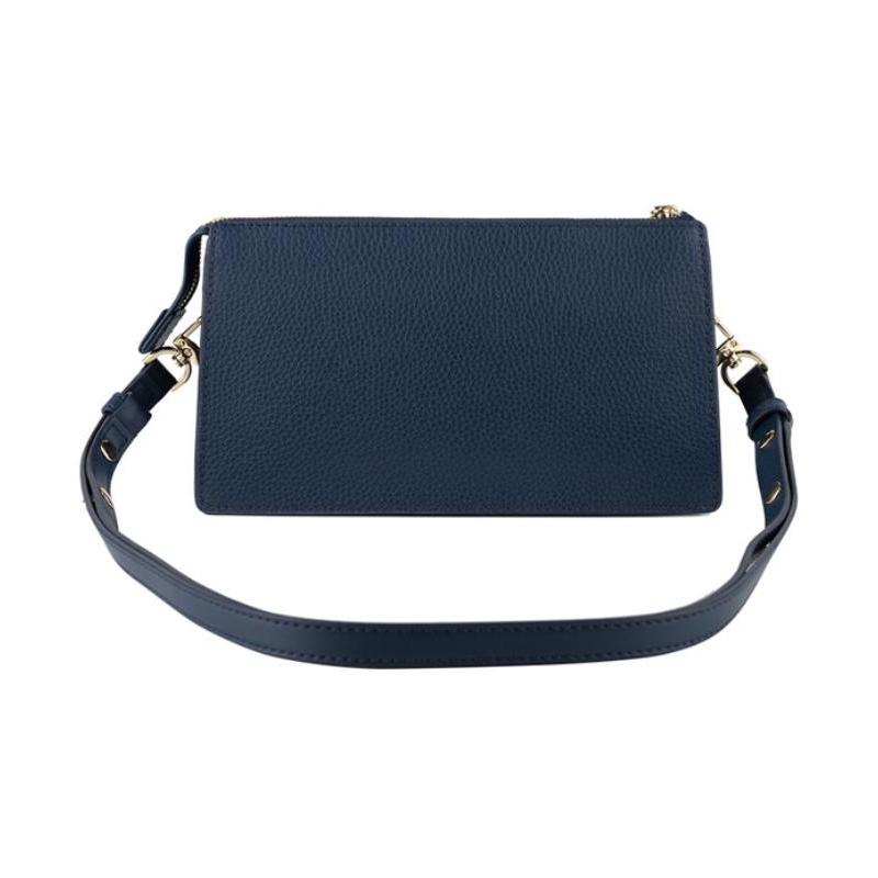 Michael Kors Empire Fashion Simple Gold Hardware Accessories Cowhide Shoulder Crossbody Bag Small Women's Navy Blue