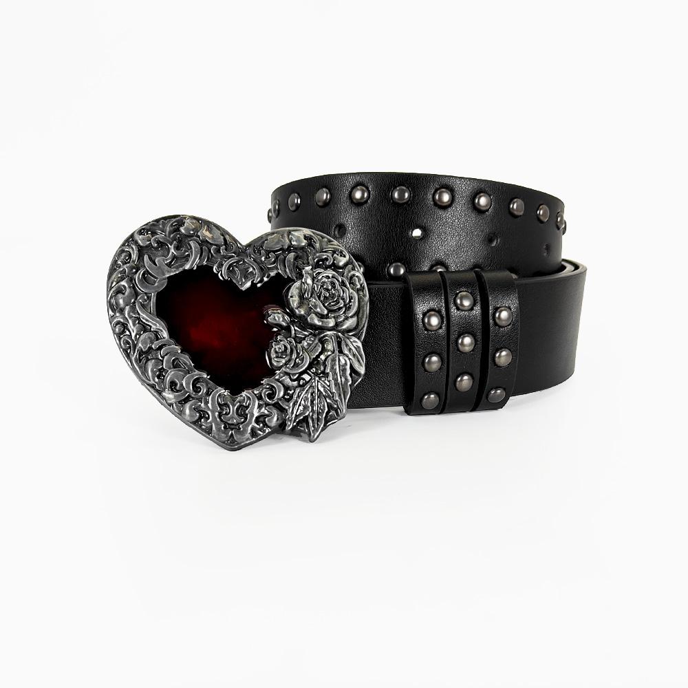 Unisex Jeansgürtel Schwert Rotes Herz Gothic Mode Gürtel Für Frauen Designer Luxus Schwarzer Nieten Punk Accessoire Herren Gürtel Männlich