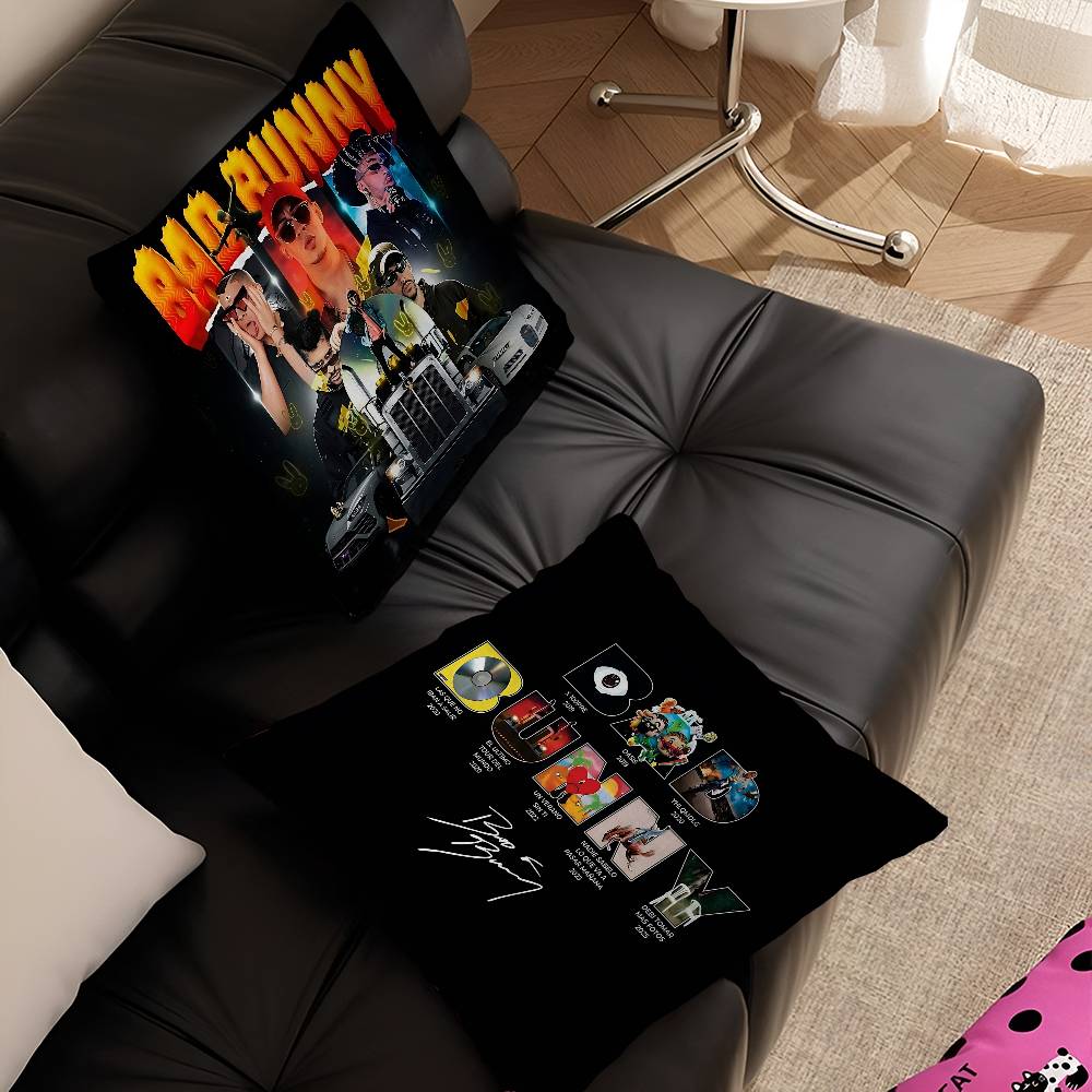 Global Reggaeton Star B-Bad Bunny Cushion Cover Polyester Sofa Cushions Decorative Throw Pillows Home Decoration Pillowcover