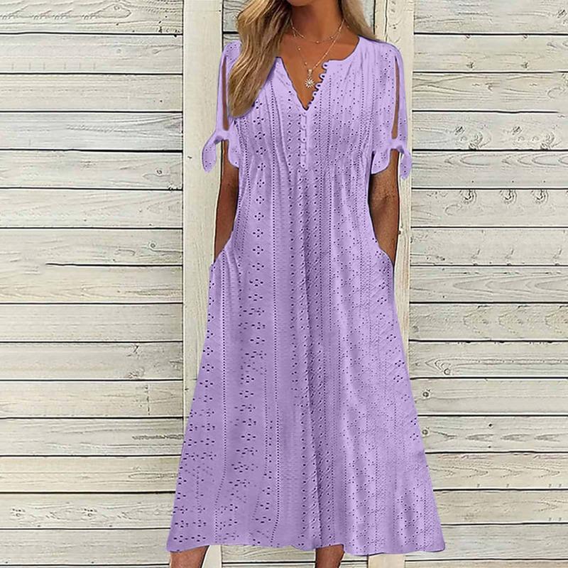 IHUASU Fashion Summer Spring 1/2 Sleeves V-Neckt  Casual Dresses