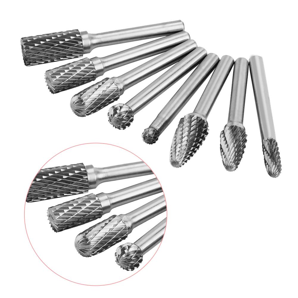 8Pcs Double Cut Tungsten Steel Carbide Rotary Burr Die Grinder Bit Tool Set