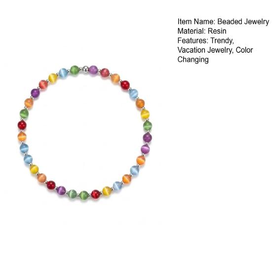 Gioielli con Perline che Cambiano Colore, Collana con Perline Colorate Reattive ai Raggi UV, Collana Braccialetto con Perline Dopamina, Accessorio Estivo da Spiaggia, Regalo Gioiello per le Vacanze