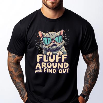 Flausch Um Finde Heraus Sarkastische Katzenfrau Einfaches Shirt Marke Kleidung Slogan