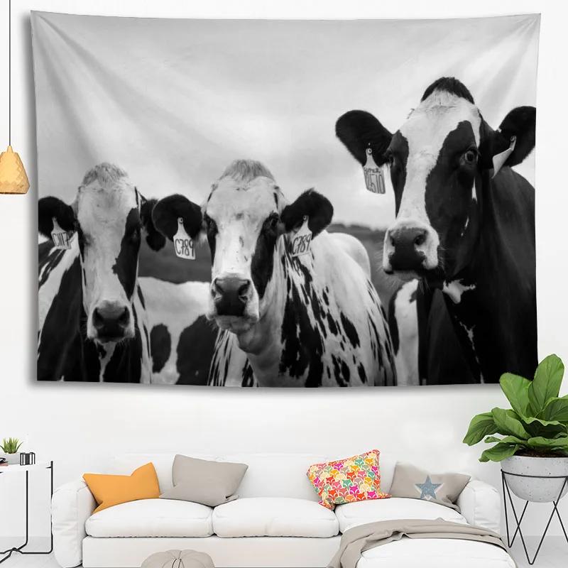 Hot Sale Custom High Quality Cow Wall Hanging Hd Landscape 3D Printing Digital Printing Home Decoration Tapestry