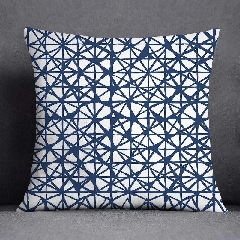 45x45CM Cushion Cover Geometric Pattern Polyester Blue Grey Pillowcase Sofa Cushion Throw Pillow Home Decor Pillowcase