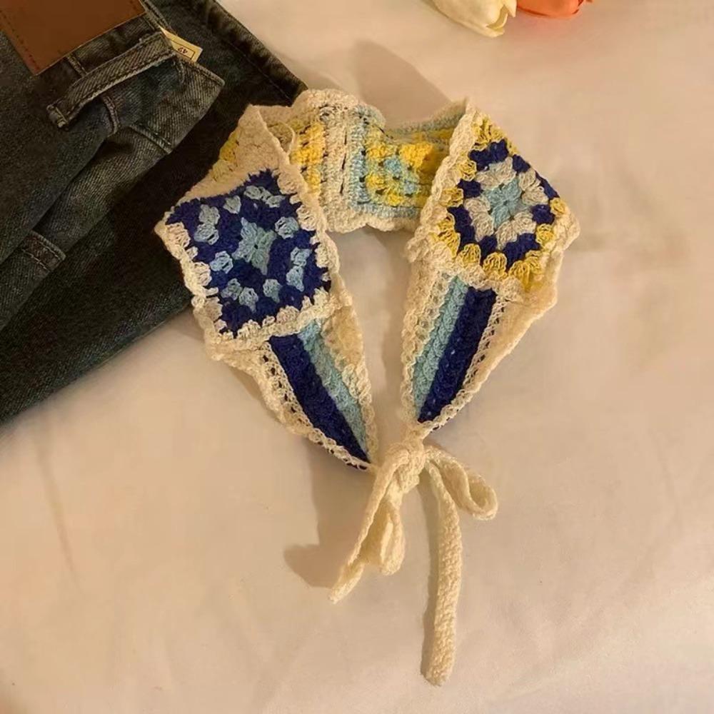 

Вязаная повязка на голову с цветочным узором, вязаная крючком бандана с цветком, милый женский шарф для волос для девочек Style 7