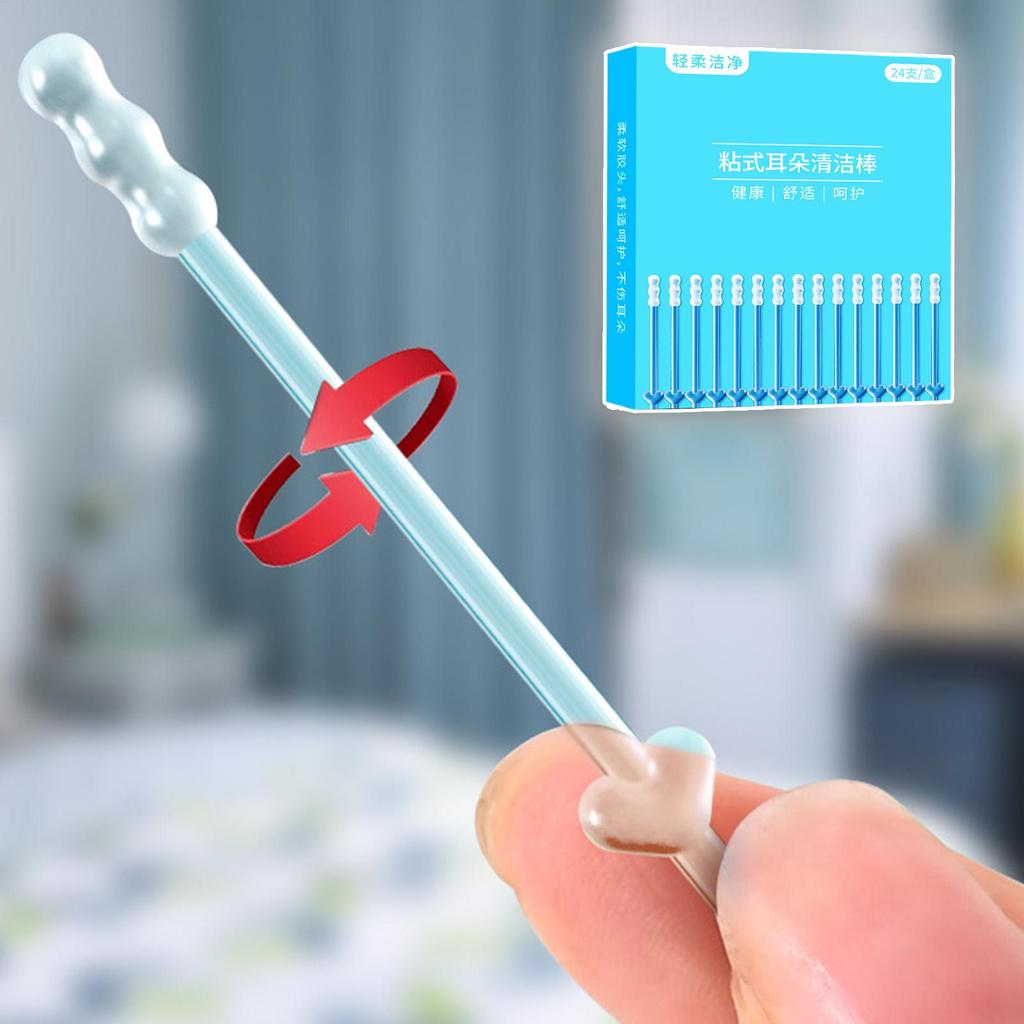 Ear Wax Cleaner 24Pcs Silicone Ear Wax Remover Sticky Ear Picks Disposable Adhesive Earpick Reusable Ear Cleaner for Kids Adults