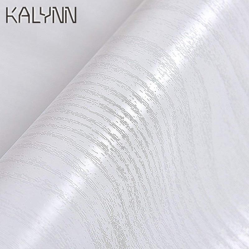 White Wood Self-Adhesive Wallpaper for Kitchen Cabinet Locker Vinyl  Liner Sticker 60cm Width Desktop Decoration Contact Paper