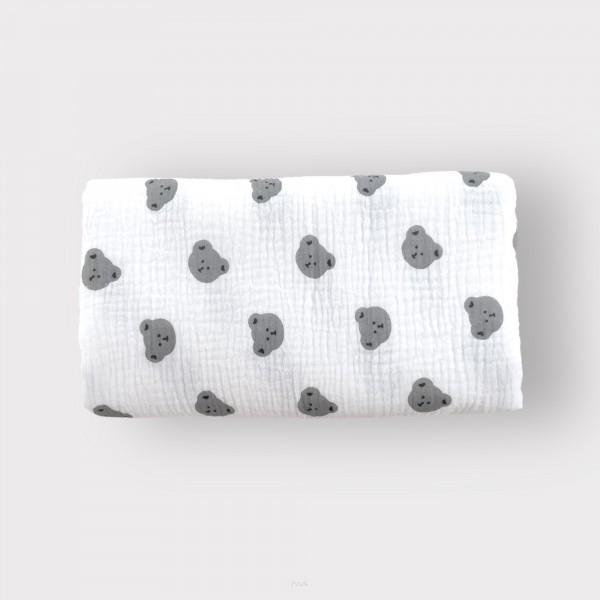 Muslin Fitted Sheet for a Crib 120*60 (ash Teddy Bears)