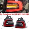 Led Tail Light For Tesla Model 3/Y 2021- 2024 Eurasian Yellow Rear Warning Turn Signal Car Stop Brake Lamp 4 Pin Light Assembly
