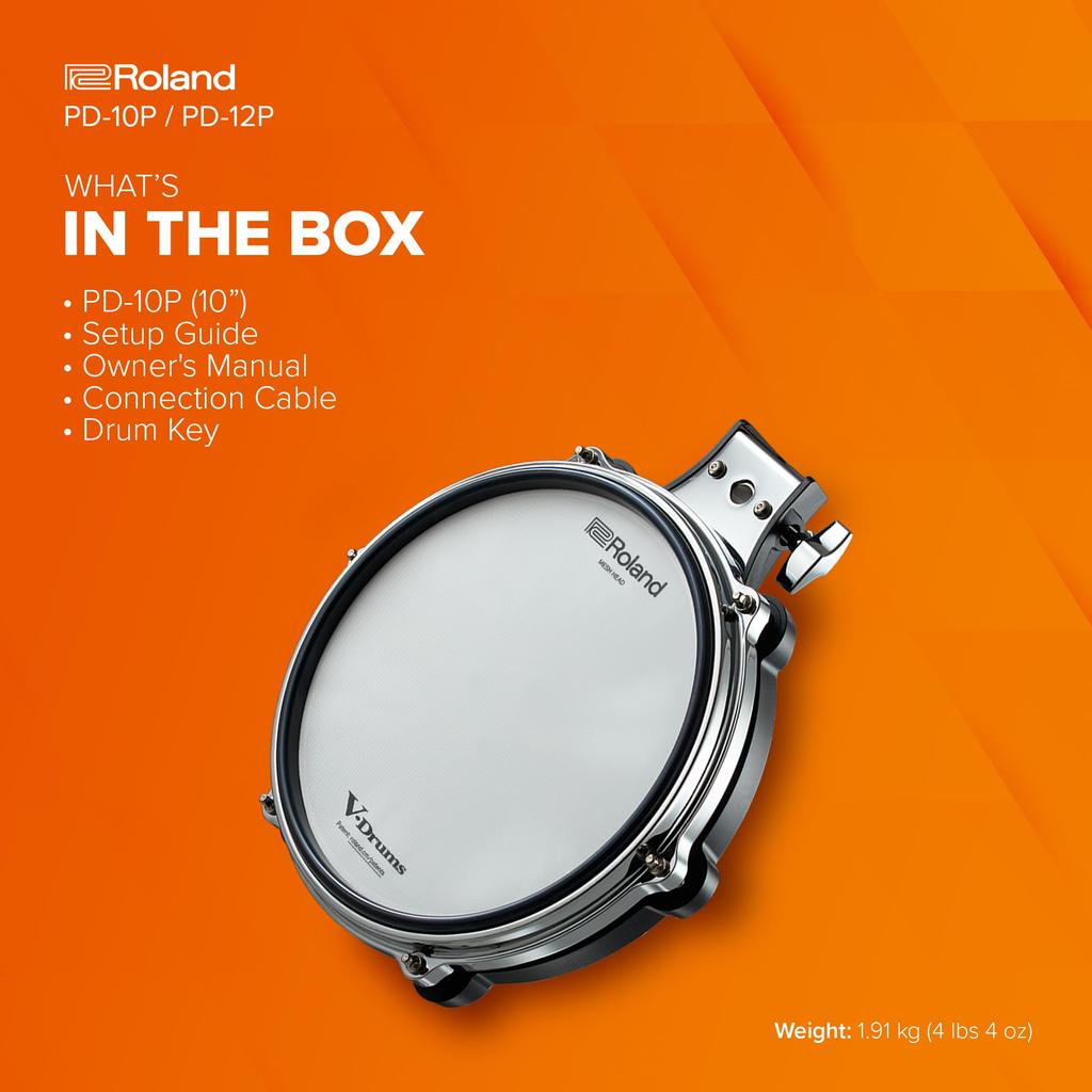 Roland cm Premium Feel and Enhanced Playability Triple Piezo Sensor Hard Rubber Rim Improved Hoop Design Compatible with a Wide Range of Roland PD-10P