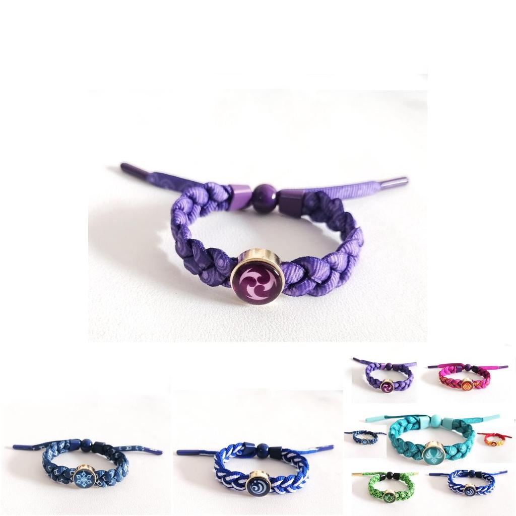 Genshin Impact Luminous Gradient Braided Bracelet With Multi-function Elemental Buttons