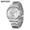 SANDA Fashion Men Chronograph Wristwatches Stainless Steel Waterproof Luminous Man Watch Date Quartz Business Men's Watches