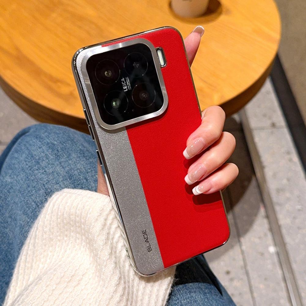For Xiaomi 15 Case Splicing PU Leather+TPU Electroplated Phone Cover