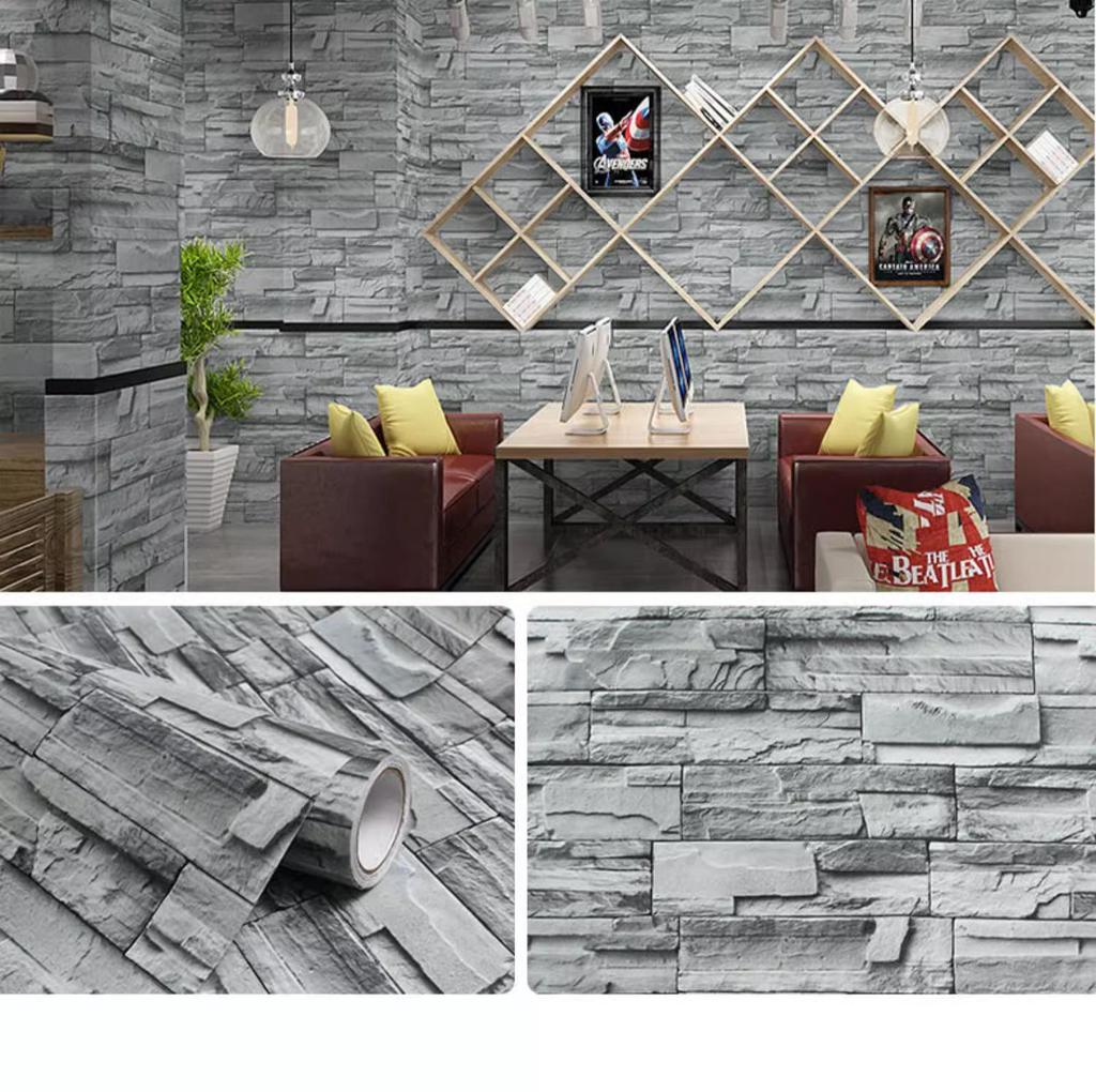 3D Brick Pattern Self-Adhesive Wallpaper: Waterproof, Moisture-Proof Decorative Sticker for Commercial & Antique Restaurant Wainscoting.