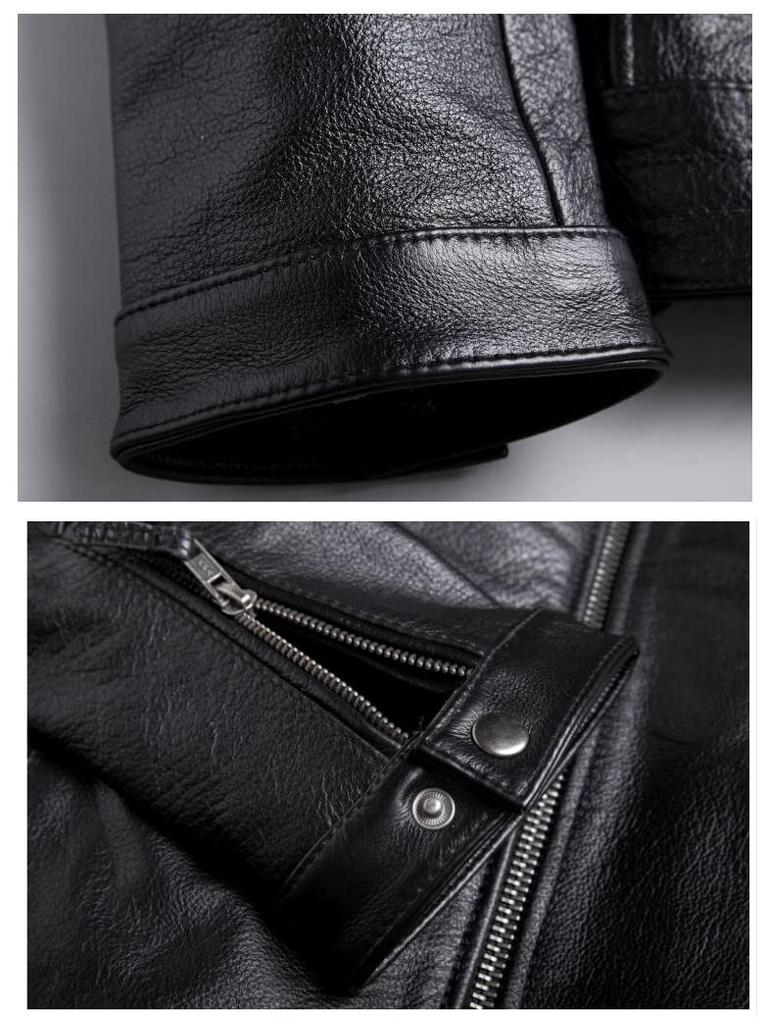 CNPLOPANSS Genuine Leather Motorcycle Sheepskin Cowhide Leather Rider Business Solid Cold Weather Plus Size Men's Jacket, Jacket, Jacket, Leather,