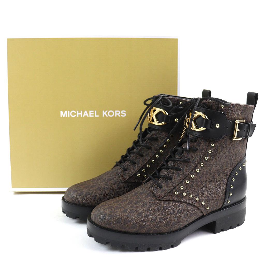 Pristine Michael Kors Short Boots  Combat Boots Brown Black Synthetic Women 6.5 Used
