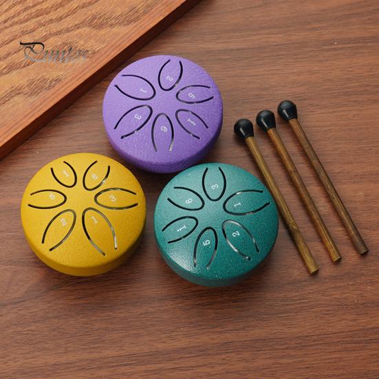 Steel Tongue Drum for Kids 3 Inches 6 Notes Mini Rain Drums Outside Rain Music Maker with Mallets And Music Book for Garden Camping Meditation Yoga