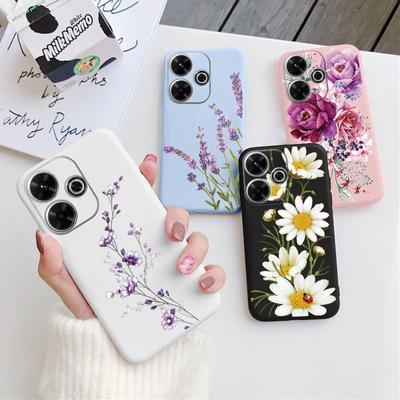Weiche Silikonhülle mit Blumenmotiv für Xiaomi Redmi Note 13 Pro 13C Samsung A35 A55 M35 M34 S24 iPhone 15 Huawei Honor Kamera Schutzhülle mit stoßfester Abdeckung