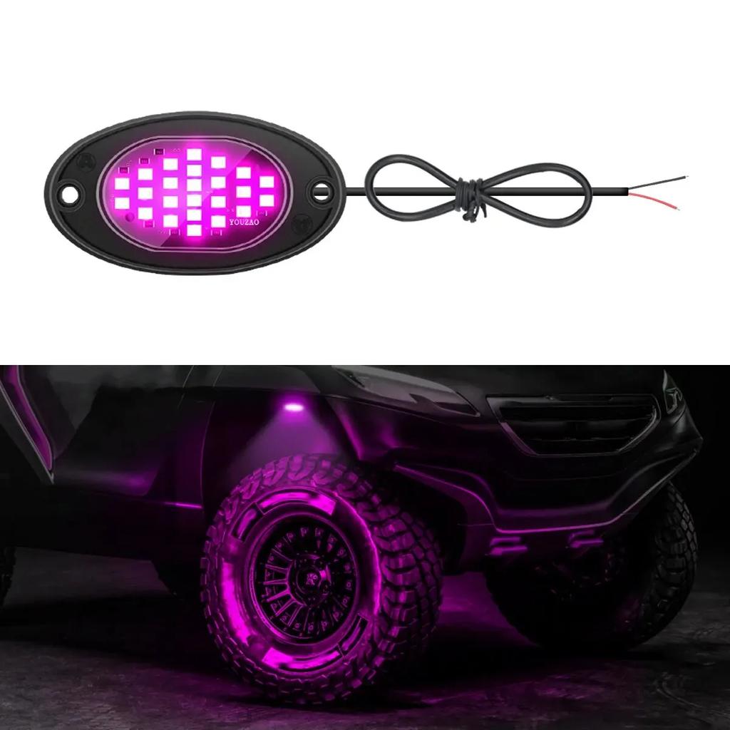 Luce Telaio Camion Auto 12/24V Luci Rock LED 24 Perline LED ad Alta Luminosità Lampada Neon Per Pickup Fuoristrada Jeep SUV ATV UTV Auto