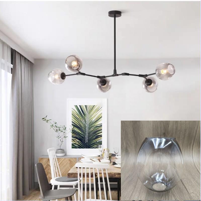 Amber Gradient Glass Chandelier - European Style Molecule Design for Living or Dining Room