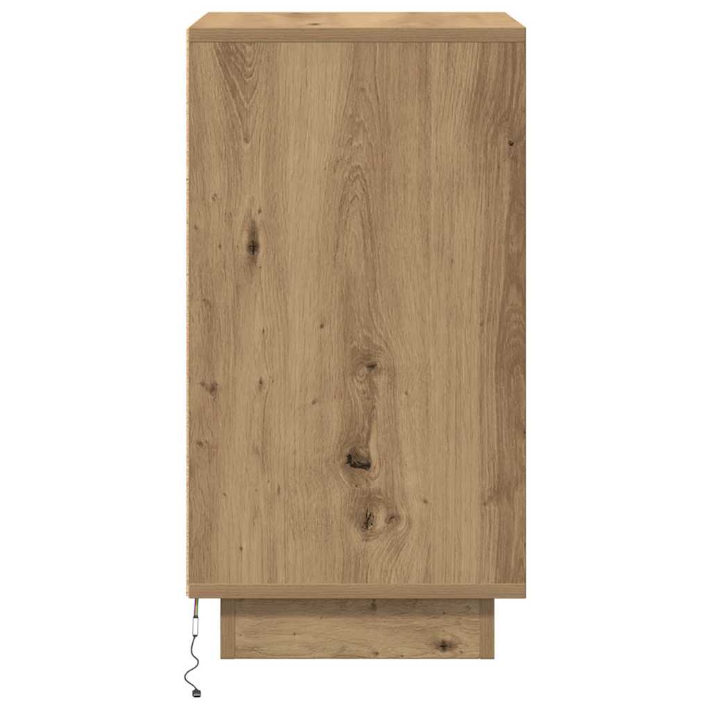 Nightstand with LED Lights Artisan Oak Finish 38 x 34 x 65 cm