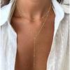 Stainless Steel Lariat Necklace Gold Plated, Dainty Long Necklace Laryered Necklaces For Women Girls, Y Shape Drop Pendant