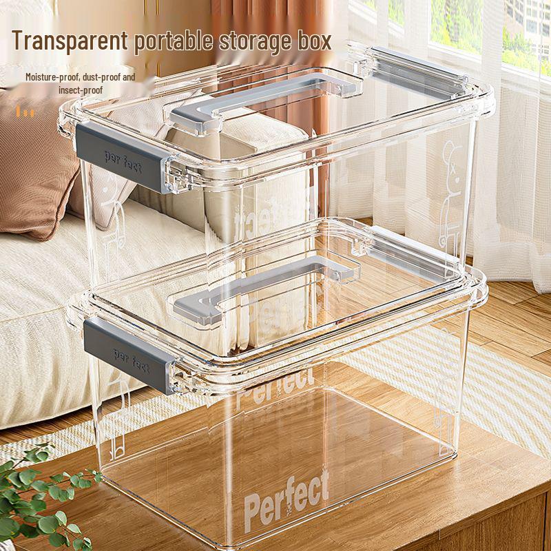 Large Transparent Handheld Storage Box for Clothes, Toys, and Snacks - Durable Plastic Organizer