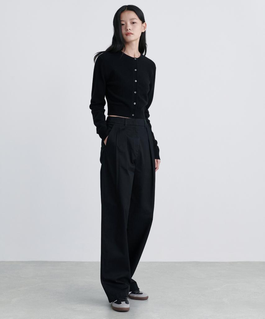 MUSINSA STANDARD WOMAN Women'S Reverse Two-Tuck Wide Chino Pants [Black]