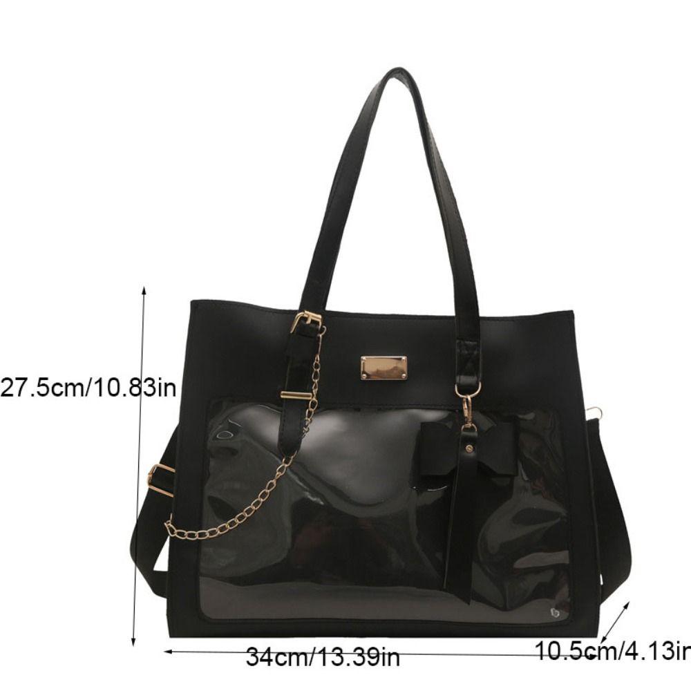 Sac à Bandoulière Y2k JK Sac Cabas en Toile à Nœud Mode Sac Itabag Transparent Étudiant