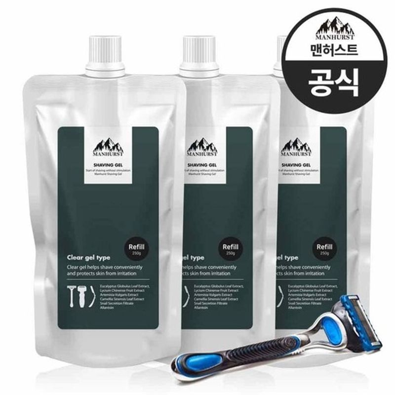 Manhurst Trouble-Free Shaving Foam, Shaving Gel, Shaving Gel, Shaving Cream Refill 250g x 3