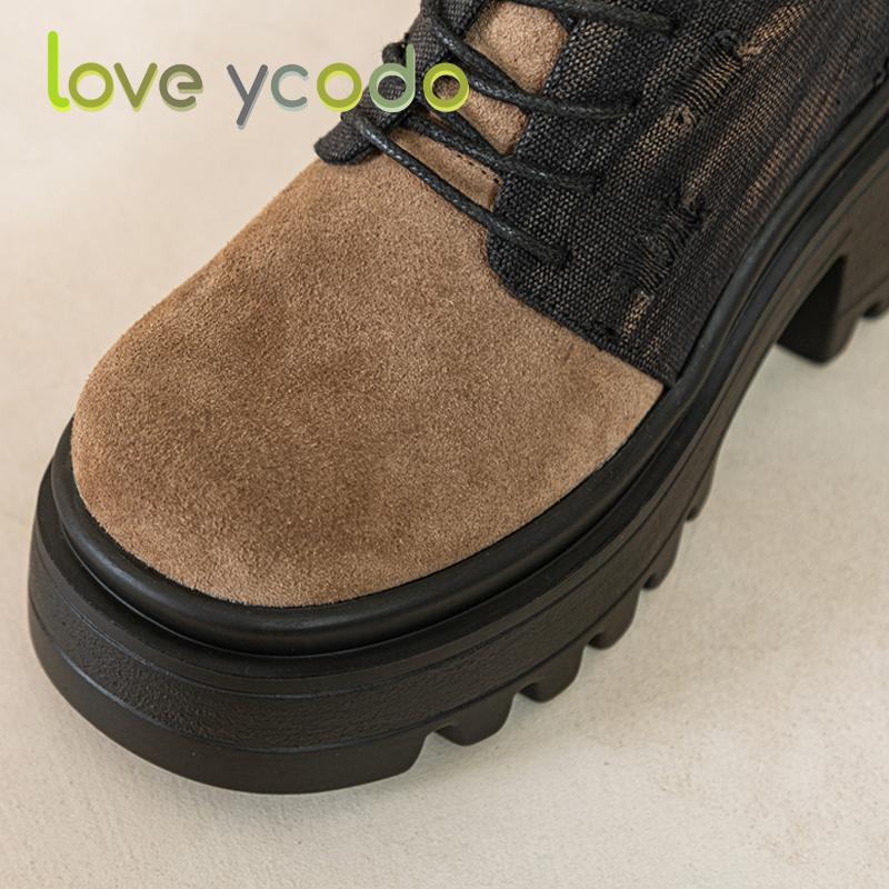 Love Ycodo Women's Fashion Casual Leather Shoes Super Thick Sole Waterproof Table Simple Comfortable Spring Summer Autumn Girl Fashion Casual Shoes