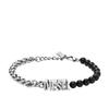 Diesel Black Agate Bead Chain One Stainless No Gemstones Bracelet, Color (Model DX1541040), Size, Steel,