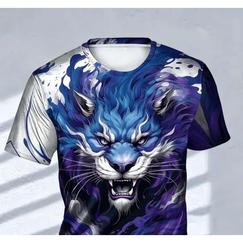 Men's Fashion 3D Printed Men's T-Shirt Round Neck Short Sleeve Trendy Street Wear
