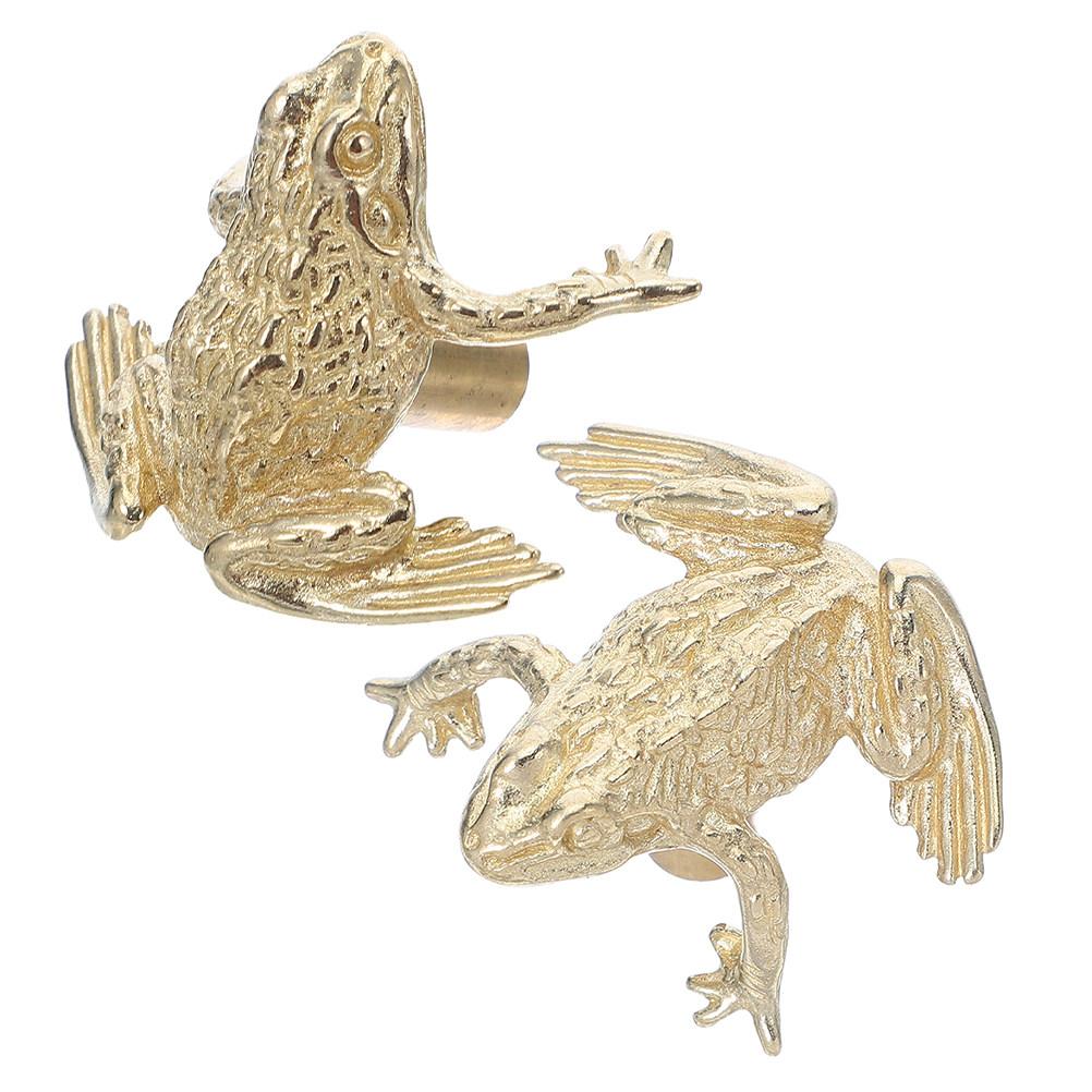 2Pcs Brass Toad Door Pulls Chinese Fortune Symbol Decorative Cabinet Handles Drawer Pulls for Kitchen Living Room Bedroom Brass