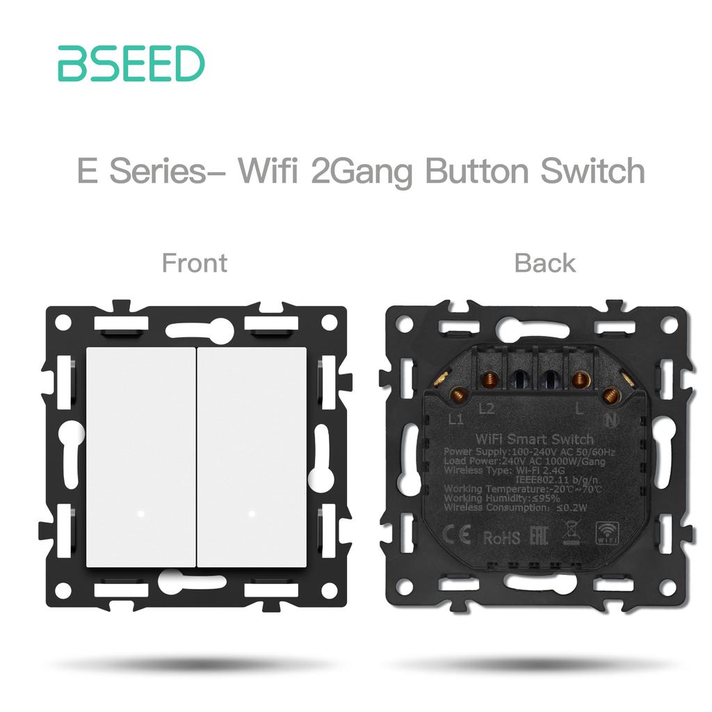 BSEED WIFI Click Switch Module Smart Light Switch Parts White Plastic Frame DIY Combination Wall Sockets USB Charge Key E-Series
